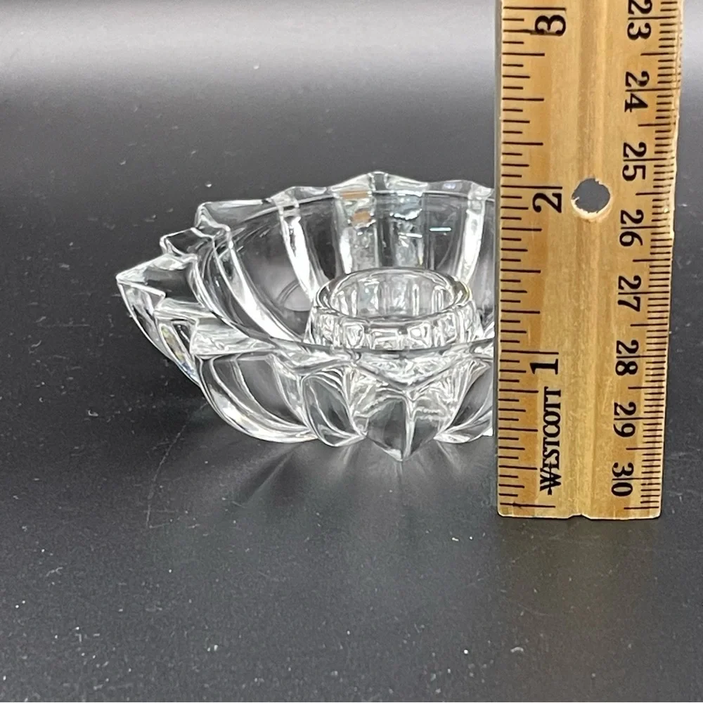 Libbey Canada Crystal Starburst Taper Candle Holders‎ X 2 Vintage Clear Glass